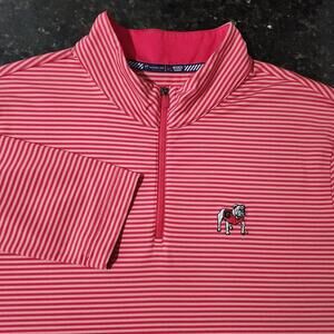 Southern Tide Georgia Bulldogs UGA 1/4 Zip Striped Performance Stretch Mens XL